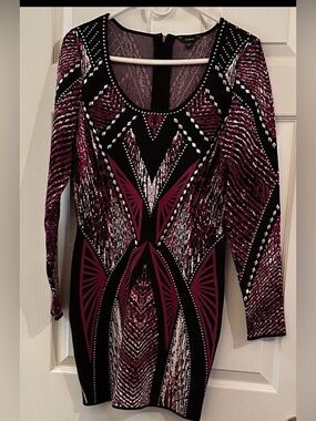 Guess Women's Long Sleeve Dress - Black and Pink